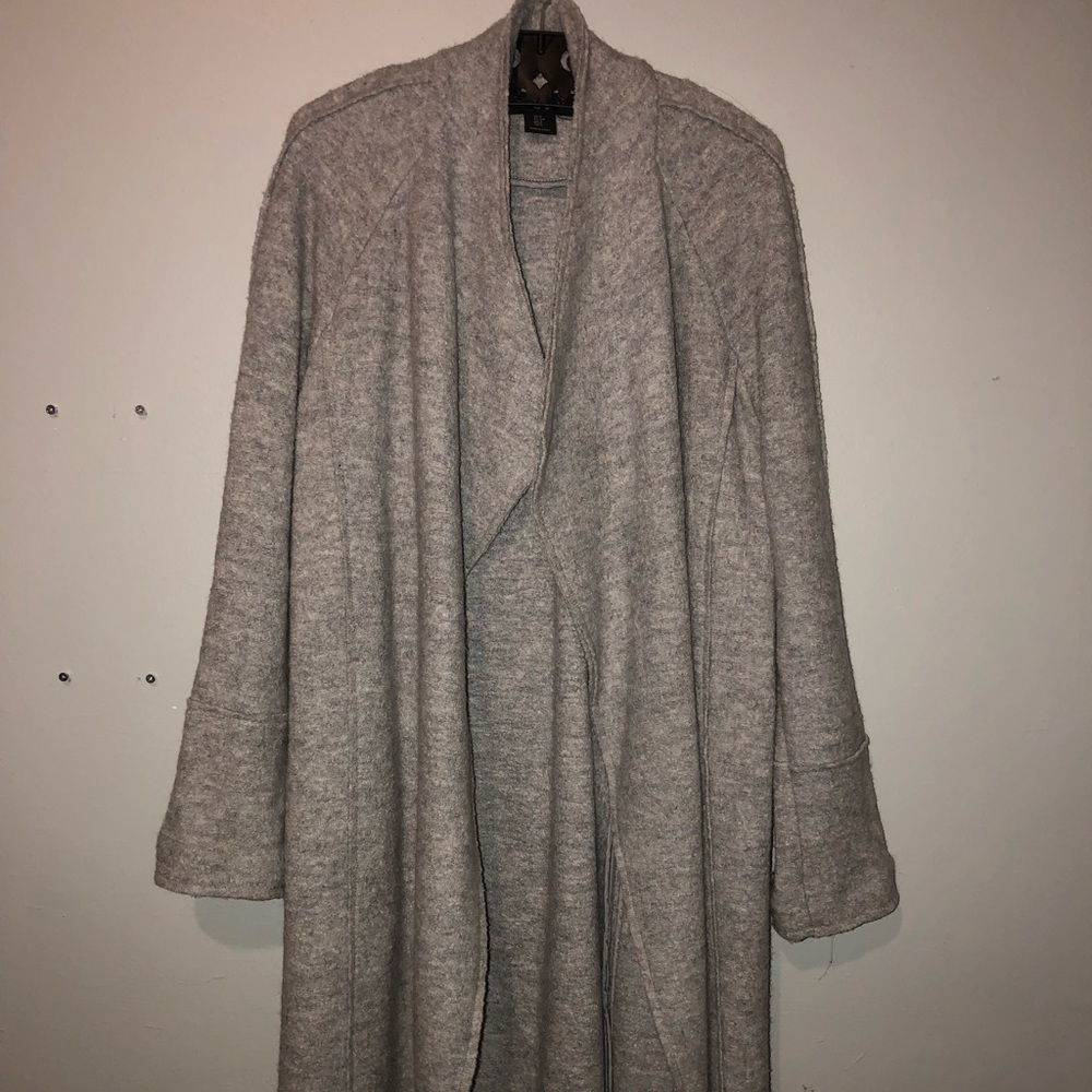 Gray tweed long coat